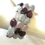 Green pink and purple wire triple strand bracelet Purple Photo 1