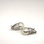 Freshwater Pearl Marcasite‎ Sterling Silver Earrings Pierced Bride Bridal Drop Photo 1