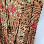 Teddi Womens Dress Size Petite S Brown Cheetah Floral Short Sleeve Midi Casual Photo 3