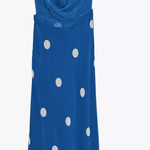 ZARA  Blue Polka Dot Halter Dress scarf open back maxi long evening party wedding Photo 0