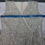 Cider New Women's Dress Size S Silver Beige Sequin Wrap Mini Party Photo 4
