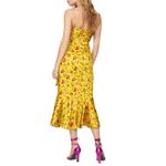 Cinq à Sept Cinq a sept Dress Size 0 Provence Katz Floral Back Zip Yellow Satin Finish Photo 1