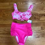 NWT Marina West Swim Sanibel Crop Swim Top and‎ Ruched Bottoms Set in Pink Small Photo 1