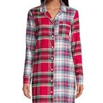 Lands' End NWT Red, Green, Yellow, Blue, and White Land’s End Button Up Flannel Nightshirt Photo 2