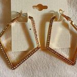 Tahari  diamond shaped Earrings 💠 diamonds paved gold tone Photo 0