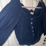 Free People  Dancing Till Dawn Off-Shoulder Peasant Crop Top in navy Photo 2