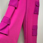 Hot Pink Ribbed Cargo Pants Photo 1