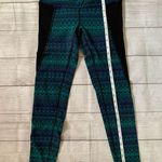 Alo Yoga Illusion 3 Leggings Black/Teal Green Tribal Abstract Print Size Small Photo 7