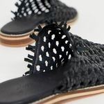 Free People “Mirage” Woven Flat Black Leather Woven Flat Slip on Sandals Size 39 Photo 3