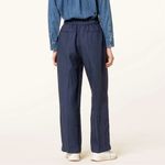 Ralph Lauren Polo  Linen Drawstring Wide Leg Pants Denim Blue Small Paperbag Photo 4