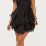 Pretty Little Thing NWT  Black Organza Thick Strap Tiered Skater Dress Photo 0