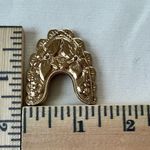 Gold Tone Western Floral Engraved Belt Buckle keeper Loop Holder Tips Vintage Photo 10