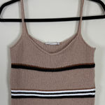 Lush Clothing Lush Crochet Tan and Black Striped Cropped Tank Size Small Photo 0