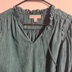 Green Relaxed‎ Blouse with Bishop Sleeves Blue Size M Photo 2