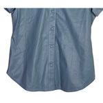 J.Crew  Slim Fit ShortSleeve Faux Leather Shirt Snap Button Down 4 Dusty Sea Blue Photo 2