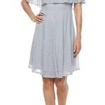 Silver Flutter Sleeve Midi Sundress for Wedding Guests Gray Size 10 Photo 0