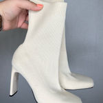 ZARA  | Cream Sock Heeled Boots with Chunky‎ Heel Size 35 or 5 Photo 0