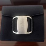 Salvatore Ferragamo black  Vara canvas pouch with a silver-tone buckle. Photo 1