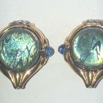 Toplin Weinberg Gold Tone & Blue Poured Glass Clip Earrings Photo 7