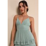 NWT Lulus Lavish Perfection Sage Green Ruffled Tiered Maxi Dress Party Wedding S Photo 2