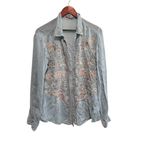 Johnny Was  embroidered Button Down Blouse, Size Large Photo 2