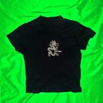 Brandy Melville Black Dragon Cropped T-Shirt One Size Photo 0