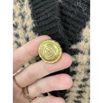 Tahari  Houndstooth Button Front Sweater Women XS Eyelash Knit Academia Western Photo 5