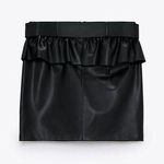 ZARA Black Belted Faux Leather Mini Skirt Photo 5