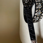 Vintage Nanni Italy Turquoise Concho Studded Leather Belt Black Silver 95/38 Black Photo 9