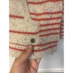 Roxy Cotton Red Ivory Stripe Hooded Pocket V-Neck Long Sleeve Sweater XS Photo 2
