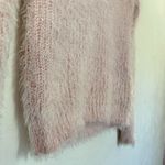DKNY y2k baby pink silver sequin fuzzy logo sweater M Photo 3