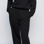 SKIMS BLACK COTTON FLEECE CLASSIC STRAIGHT LEG PANTS size XL Photo 0