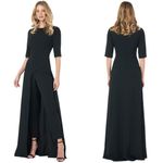 Kay Unger  Davina Walk Thru Jumpsuit Women's 6 Black Formal Cocktail Party NWT Photo 1