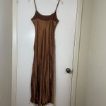 Selfie Leslie NEW!  Well Versed Pleated Bust Front Split Slip Dress Chocolate MED Photo 8
