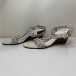 Isola  Fleur Laser Cut White Wedge Sandals Size 8.5 VGUC Photo 3