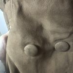 Vintage Coat Womens Genuine Leather Brown Long Double Breasted Trench 80’s Photo 7