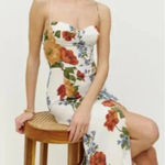 Reformation NWT  Juliette Dress Formosa White Yellow Red Blue Floral Midi Size 2 Photo 0