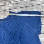 Fever Women's Open Crochet Short Sleeve Sweater Blouse Royal Blue S SM Small Rib Photo 9