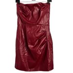 Nookie Burgundy Red Faux Leather Strapless Mini Dress Large Cocktail Photo 3