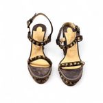 Christian Louboutin  Brown Studded Wedges Photo 1