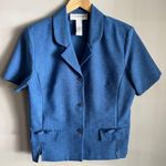 Vintage Sag Harbor Blue Short Sleeve Blazer Top Size 14 Bow Pocket Detail Photo 0