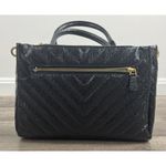 Guess Jania Society Quilted Medium Satchel Crossbody Black Logo Embossed NEW Photo 3