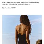 ZARA NWT black lace trim detail ruched v neck midi slip dress Photo 8