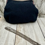 Navy Blue Crochet Knit Clutch Removable Crossbody Chain Strap Boho Chic Metro Black Photo 0
