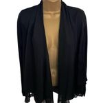 Saturday Sunday Chiffon Knit Cardigan Mixed Media Sheer Trim Black XS Photo 0