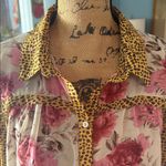 Floral and Leopard Print Women's Top Pink Size M Photo 2