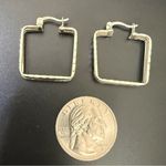 Vintage Signed 925 MEX Sterling Silver Triple Hollow Tube Square Hoop Earrings Photo 3