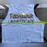 Rebellious One  I Don’t Stalk I Investigate Funny Muscle Tee in Gray Size XL Photo 2