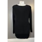 Love NY LA Top Womens Large Black Long Sleeve V Neck Lace Up Eyelet Ruched Shirt Photo 2