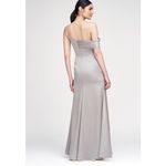 Theia Alaina One Shoulder Gown Dress Silvershade Satin Size 4 NWT Flattering Silver Photo 7